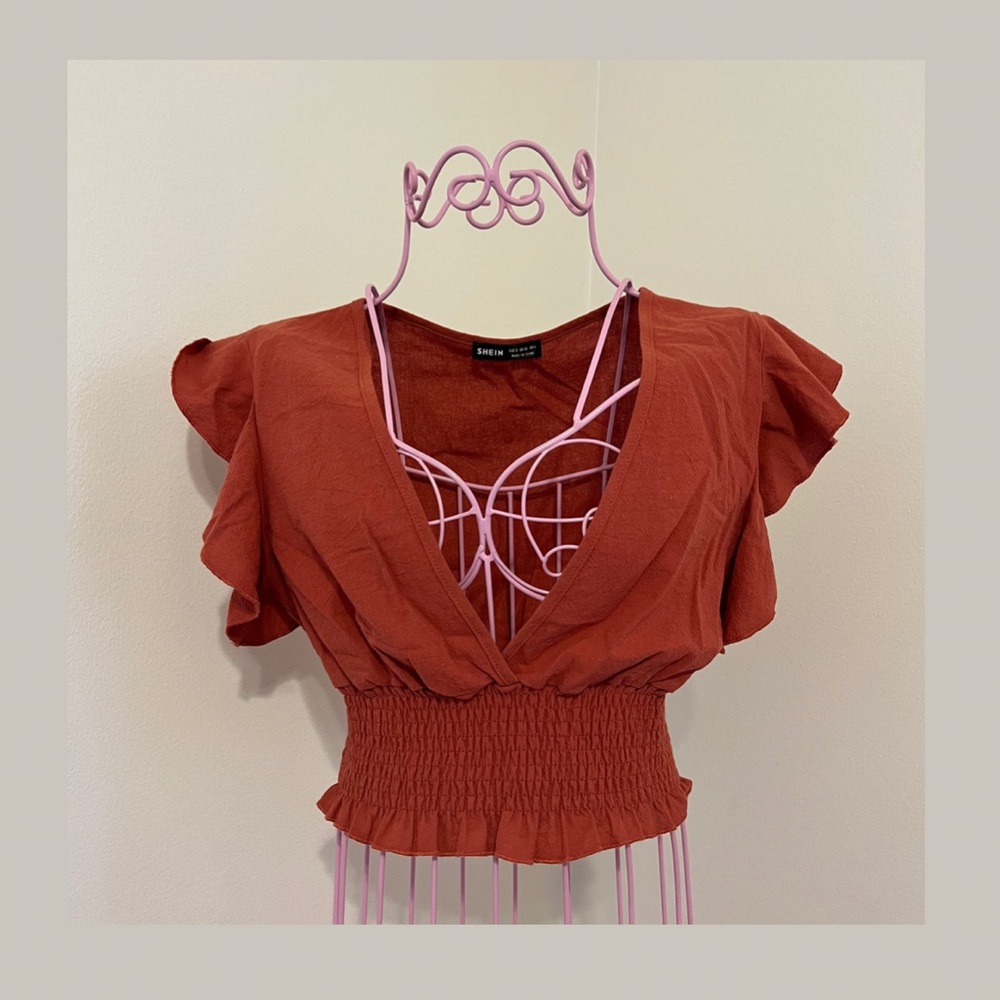 SHEIN V-Neck Ruffled Top